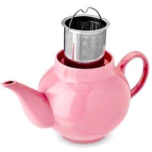 NWT Gorgeous Regan PINKY UP Light Pink Glossy Ceramic Teapot & Infuser by Pink